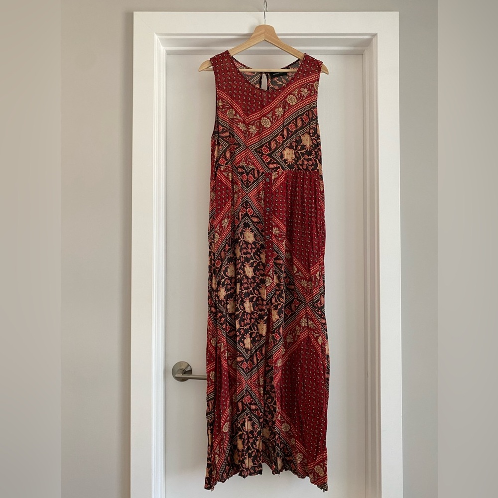 MINKPINK Red Printed Boho Sleevless Maxi Dress